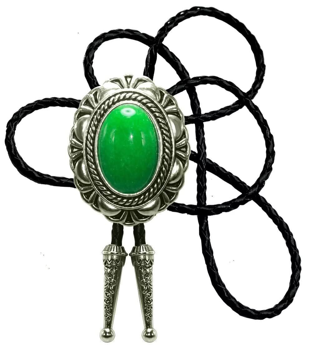 3790 Bolo Tie with Round Flower Gem Stone Parterre Style Genuine